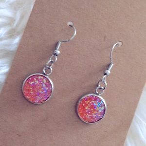 Faux druzy quartz earrings. NEW!!